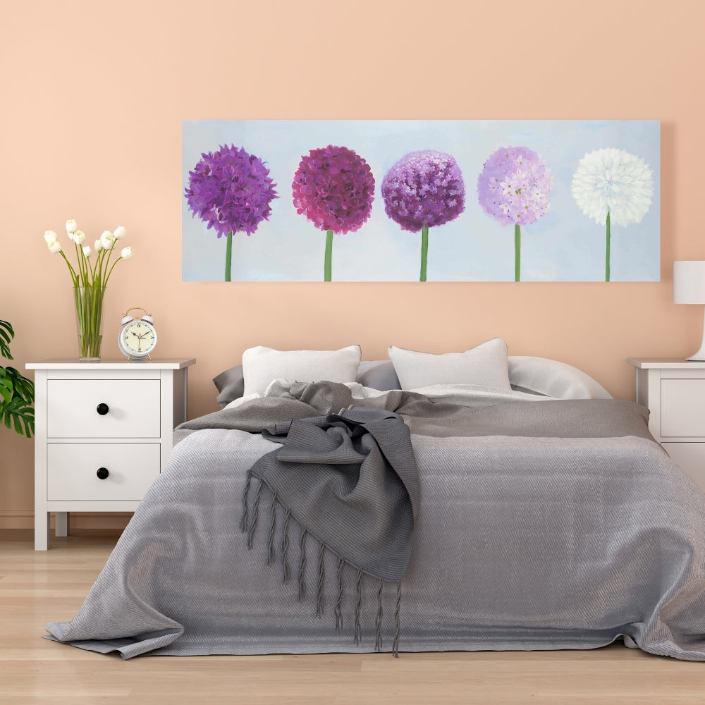 Romantic Purple Dahlia Pompon Botanical Canvas | Home Decor