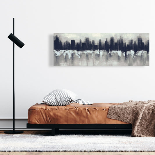 Dark City Blue Canvas | Urban Shapes Wall Art Home Decor