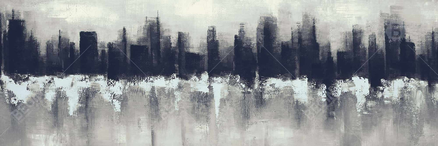 Dark City Blue Canvas | Urban Shapes Wall Art Home Decor