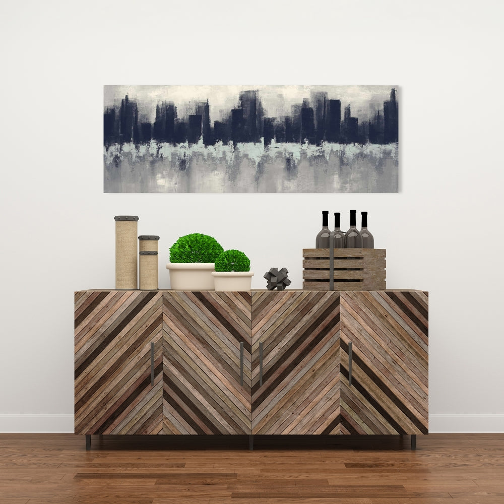 City by Sponge Technique Canvas | Shapes Cities Bedroom Decor