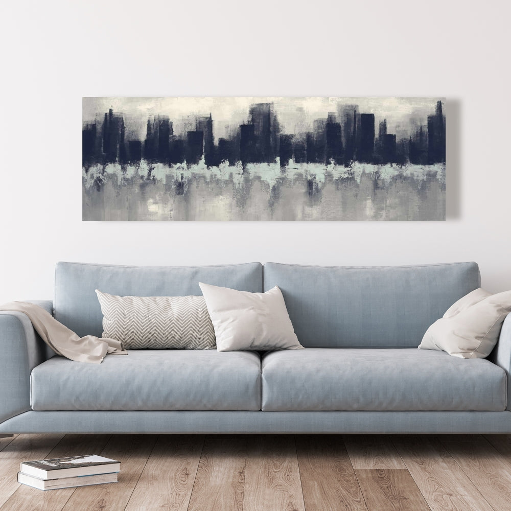 City by Sponge Technique Canvas | Shapes Cities Bedroom Decor