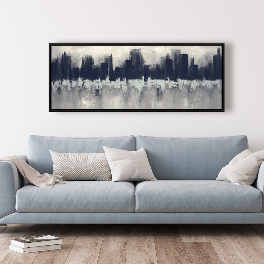 Toile « Ville moderne » – Technique éponge | Décoration murale de chambre