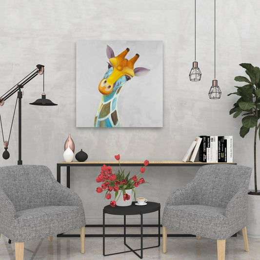 Colorful Giraffe Canvas | Wildlife Bedroom Decor Wall Art