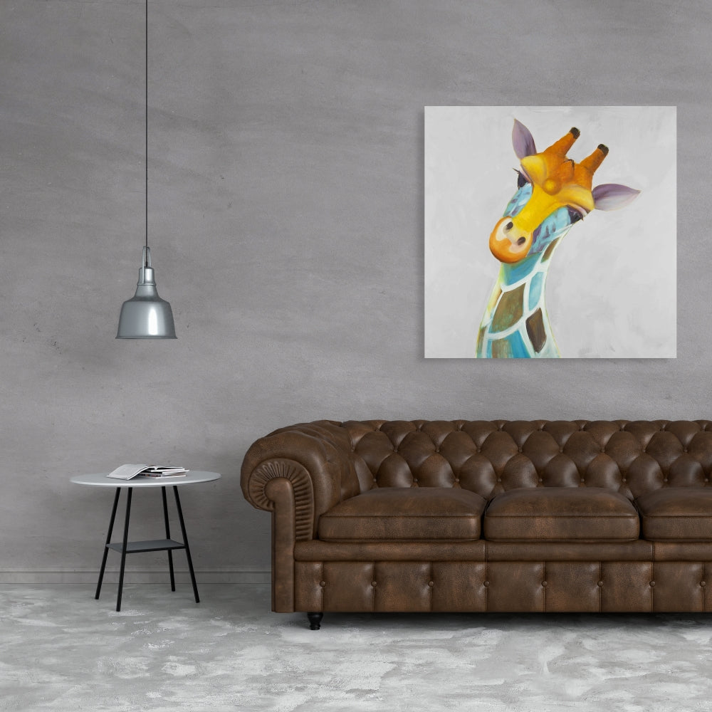 Colorful Giraffe Canvas | Wildlife Bedroom Decor Wall Art
