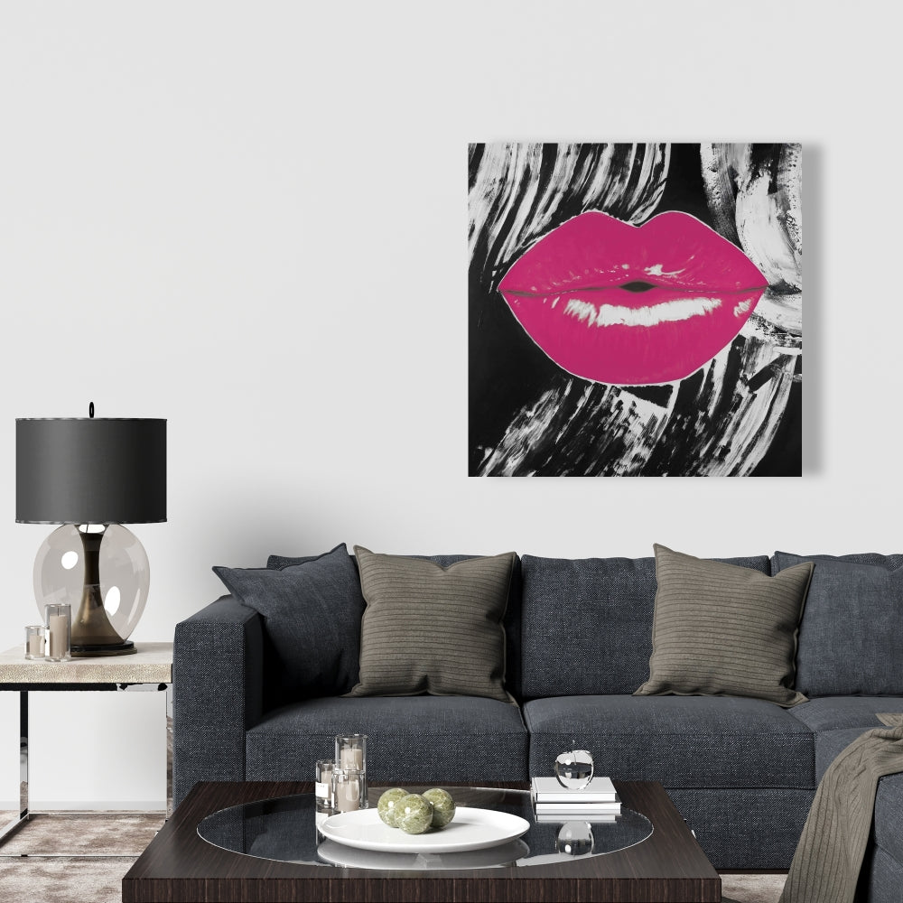 Pink Glossy Lips Canvas | Romantic Beauty Wall Art Decor
