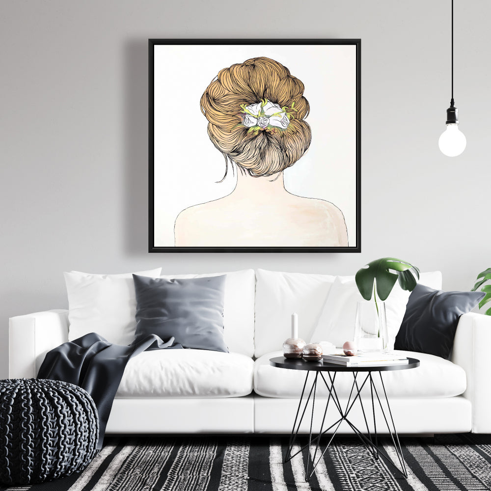 Romantic Beauty Canvas - Lady with Flowers Wall Art Decor