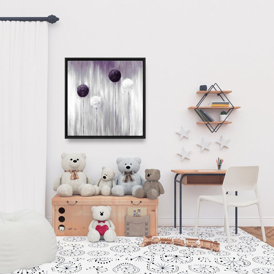 Purple Allium Flowers Canvas - Gray Bedroom Framed Wall Art