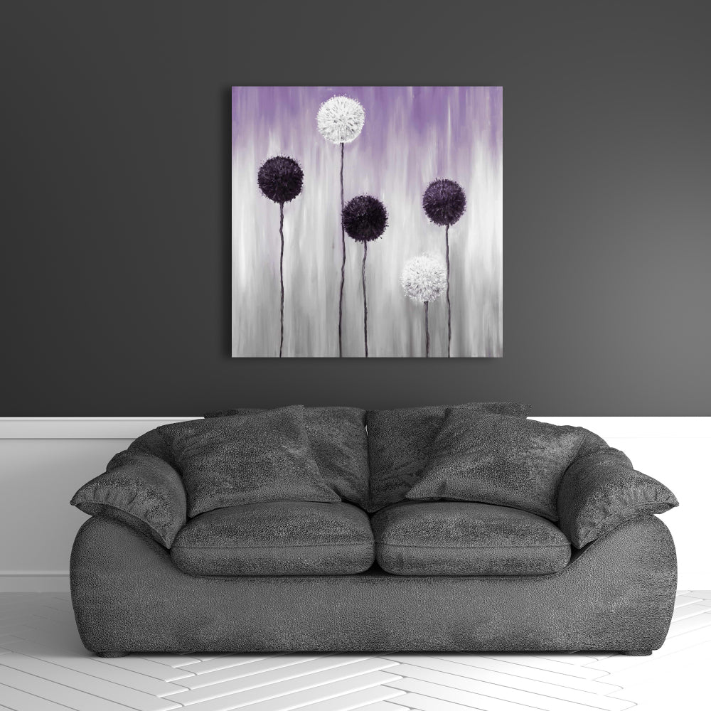 Purple and White Allium Flowers Canvas | Bedroom Home Decor