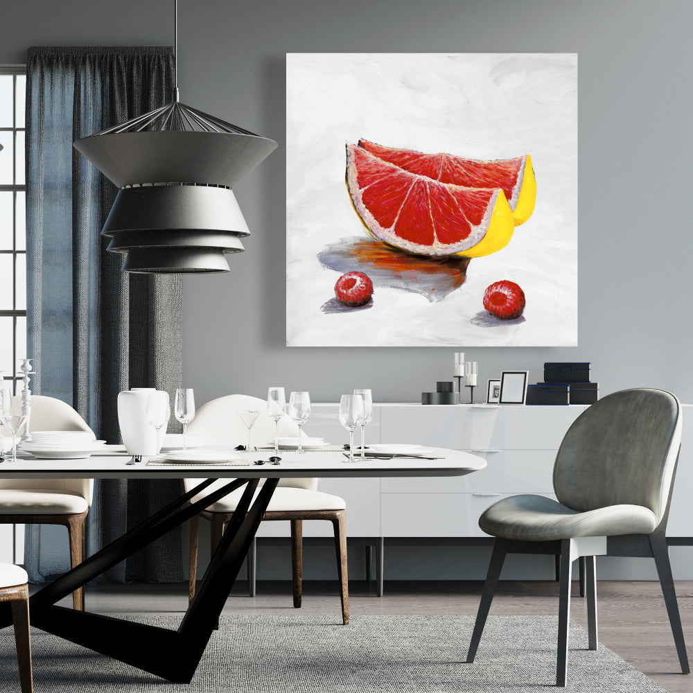 Toile « tranches de pamplemousse jaune » – Décoration murale de cuisine moderne