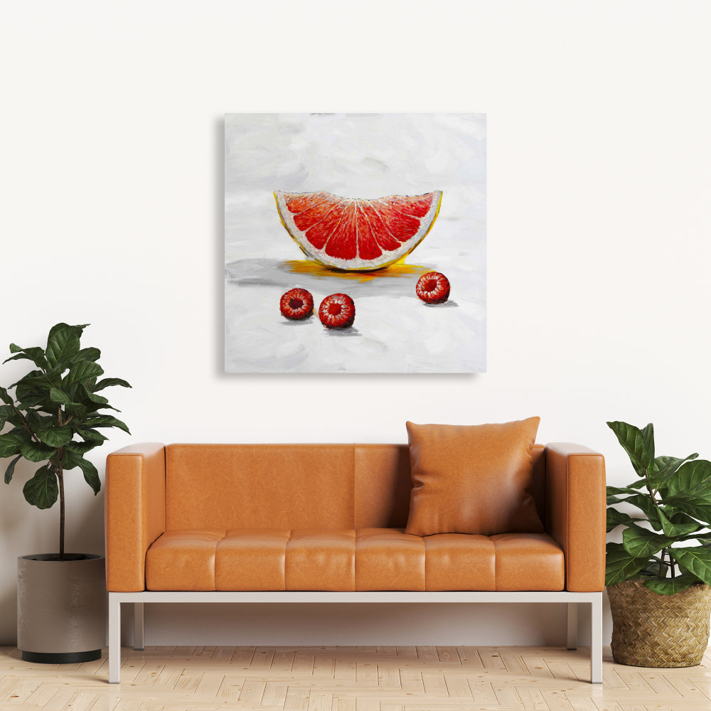 Grapefruit Slice Yellow Canvas | Home Decor Wall Art