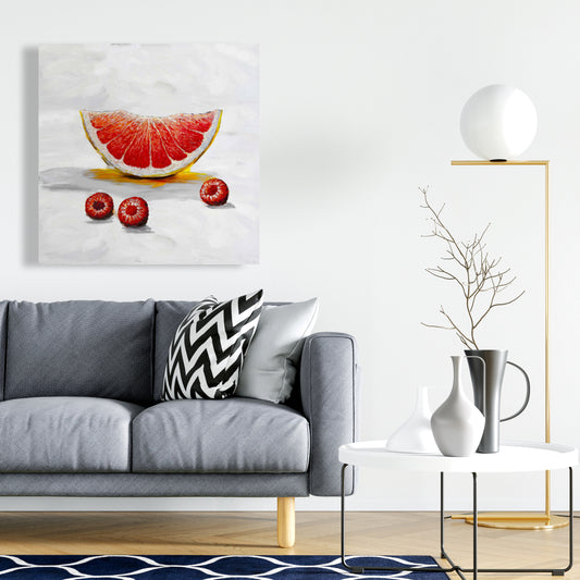 Grapefruit Slice Yellow Canvas | Home Decor Wall Art