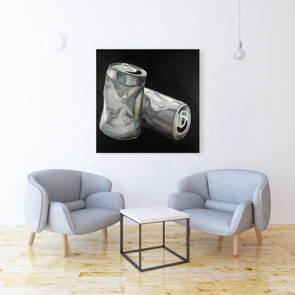 Industrial White Gastronomy Canvas - Empty Cans Home Decor