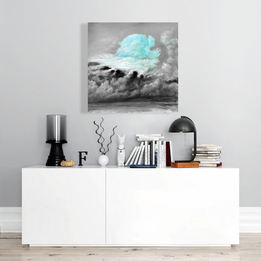 Blue Clouds Canvas - Shapes Landscapes Bedroom Wall Art Decor