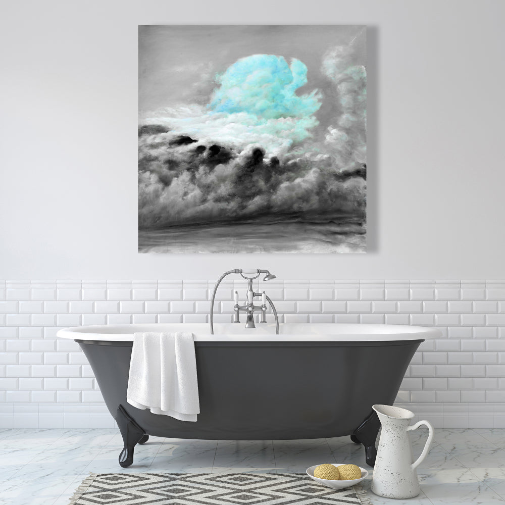 Blue Clouds Canvas - Shapes Landscapes Bedroom Wall Art Decor