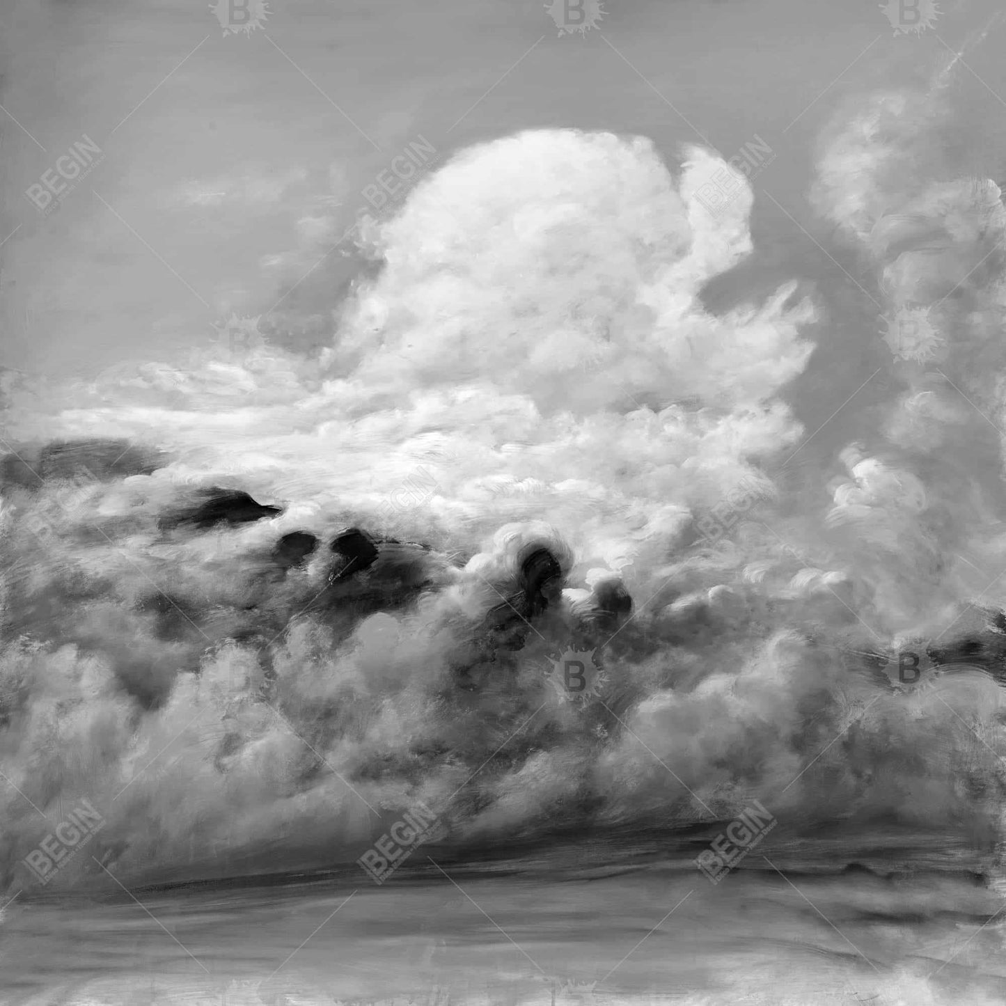 Clouds Monochrome Bedroom Canvas | Home Decor Landscape Art