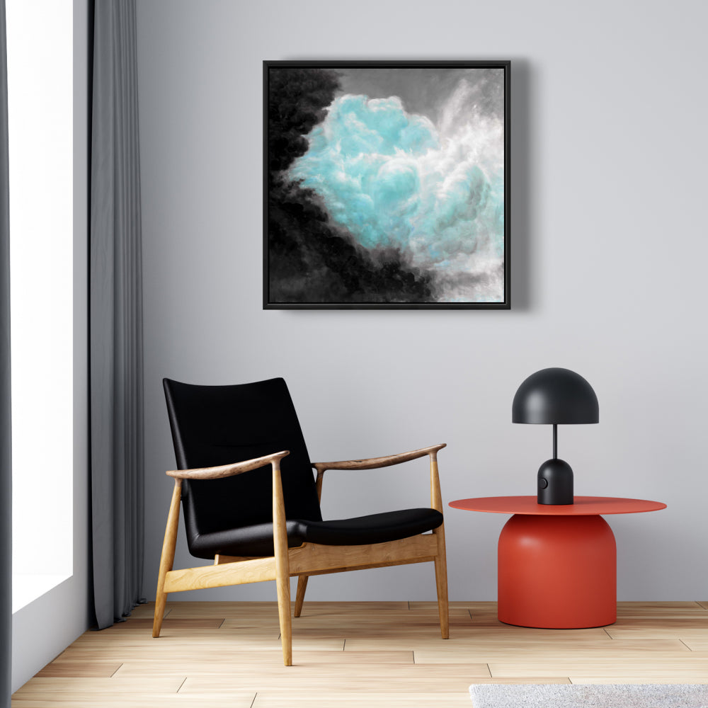 Toile « Nuages turquoise et montagnes bleues » | Décoration d'intérieur contemporaine