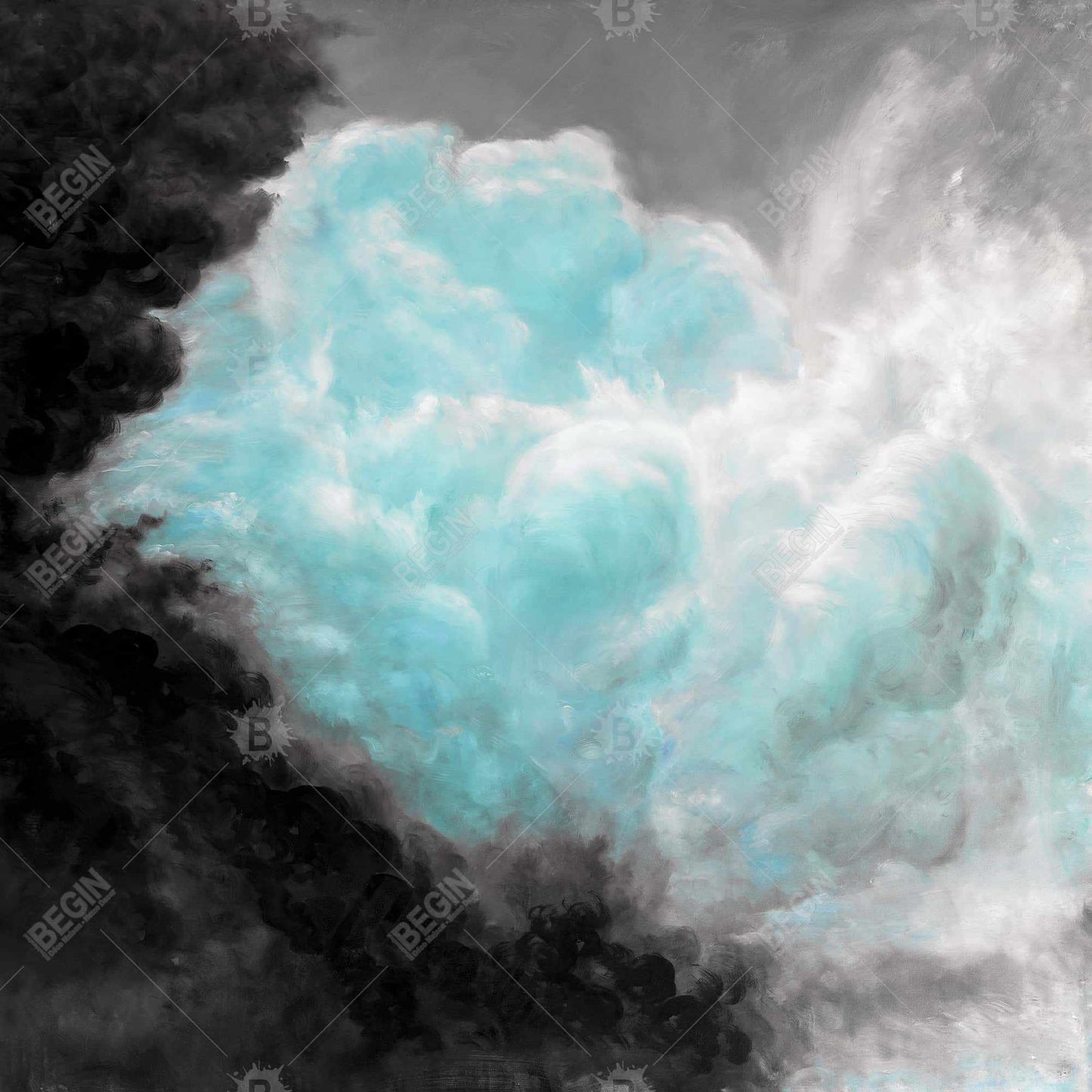 Turquoise Clouds Landscape Mountains Blue Canvas - Home Decor