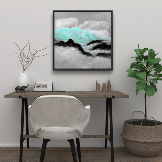Grey and Blue Clouds - Mountains Canvas | Contemporary Home Decor