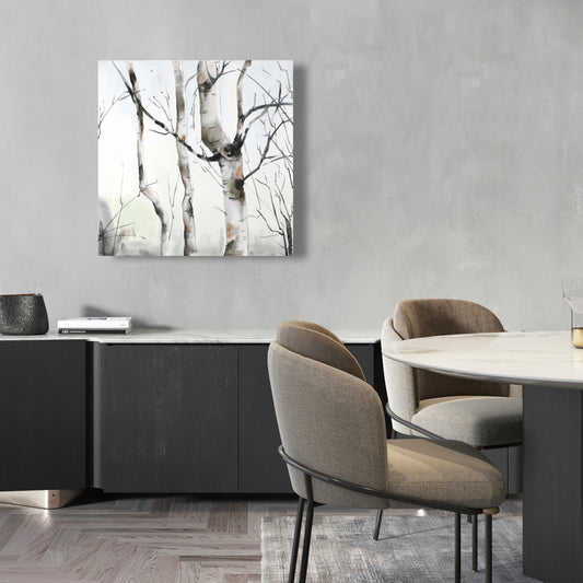 Toile minimaliste « Trois bouleaux » | Décoration murale