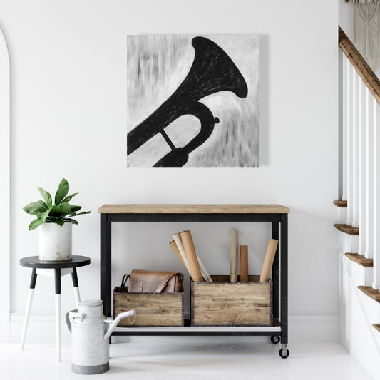 Silhouette d'une trompette - Décoration d'intérieur minimaliste sur toile