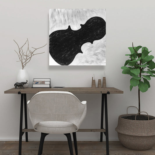 Toile Silhouette de violon | Décoration murale monochrome pour chambre à coucher