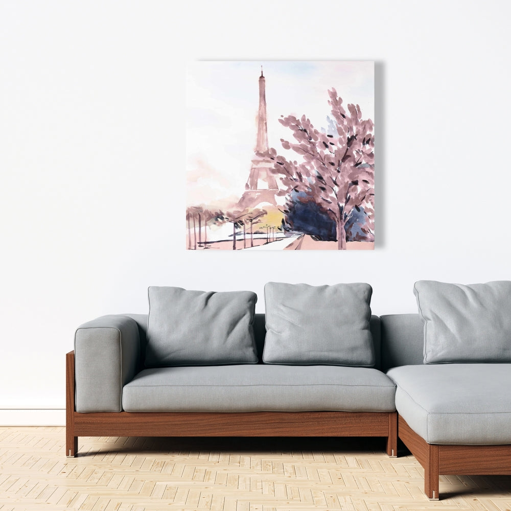 Blue Romantic Paris & Eiffel Scene Canvas | Home Decor Art