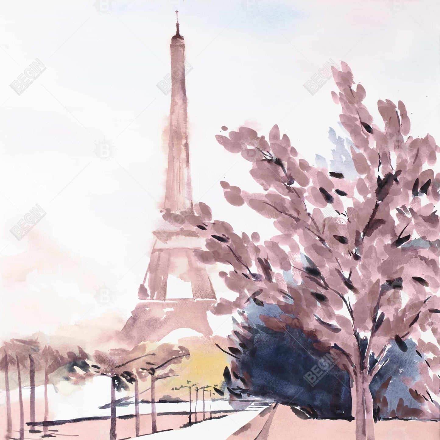 Blue Romantic Paris & Eiffel Scene Canvas | Home Decor Art