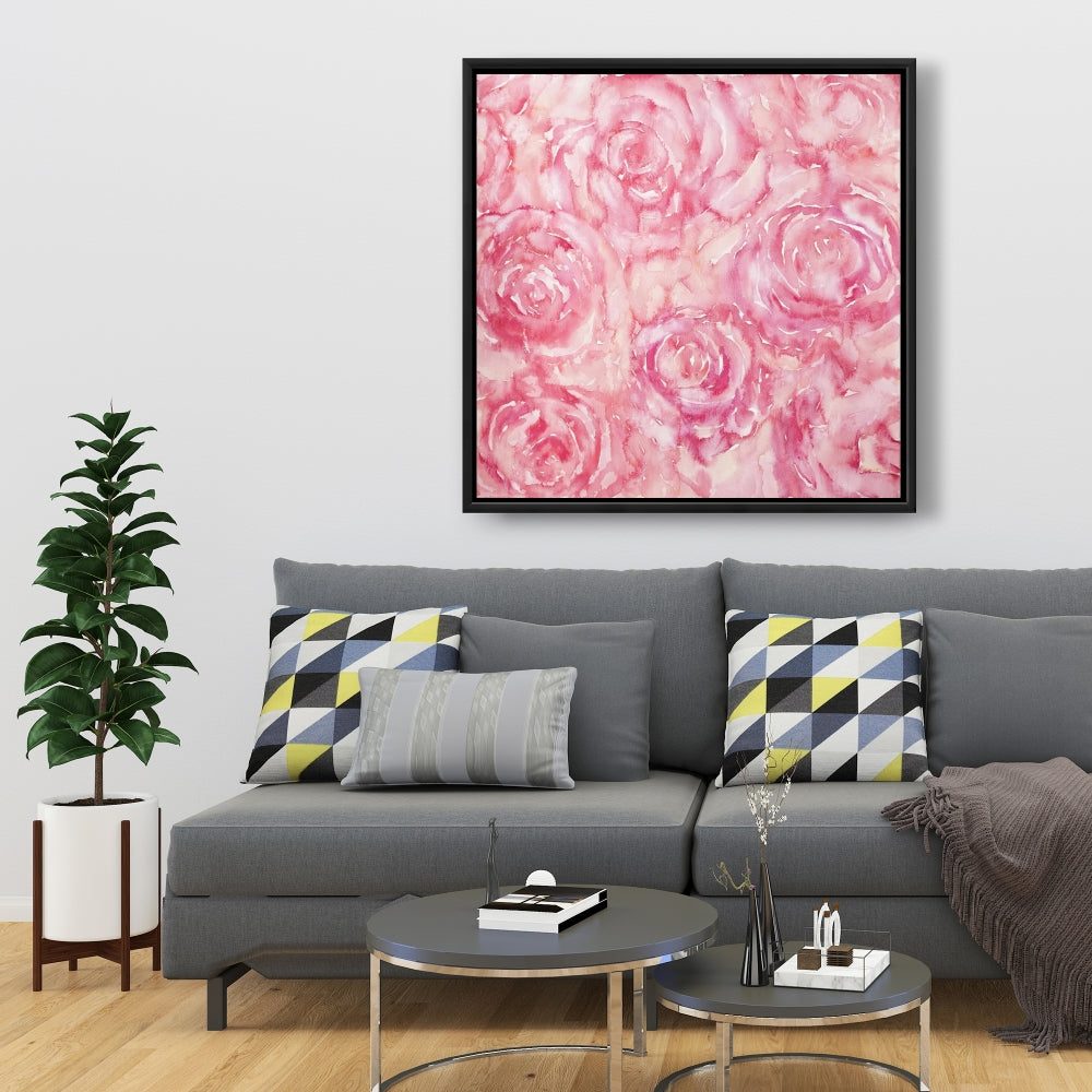 Roses in Watercolor | Pink Floral Bedroom Canvas Wall Art