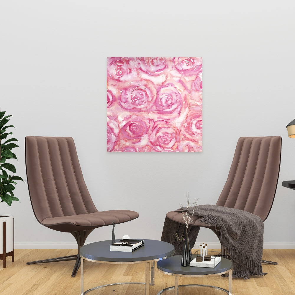 Toile botanique rose pour chambre à coucher | Bouquet de roses à l'aquarelle