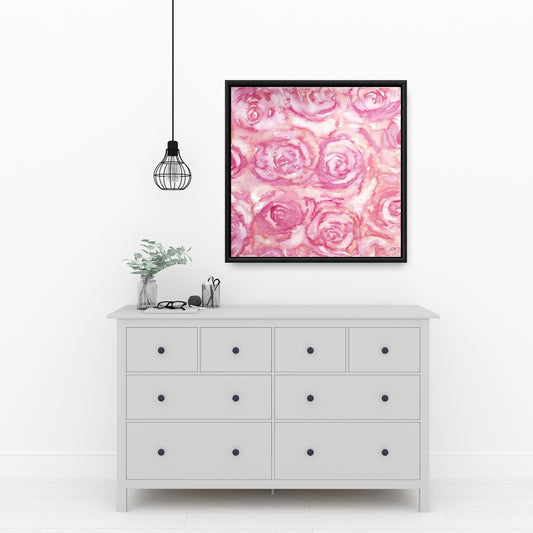 Bouquet de roses | Toile encadrée botanique rose