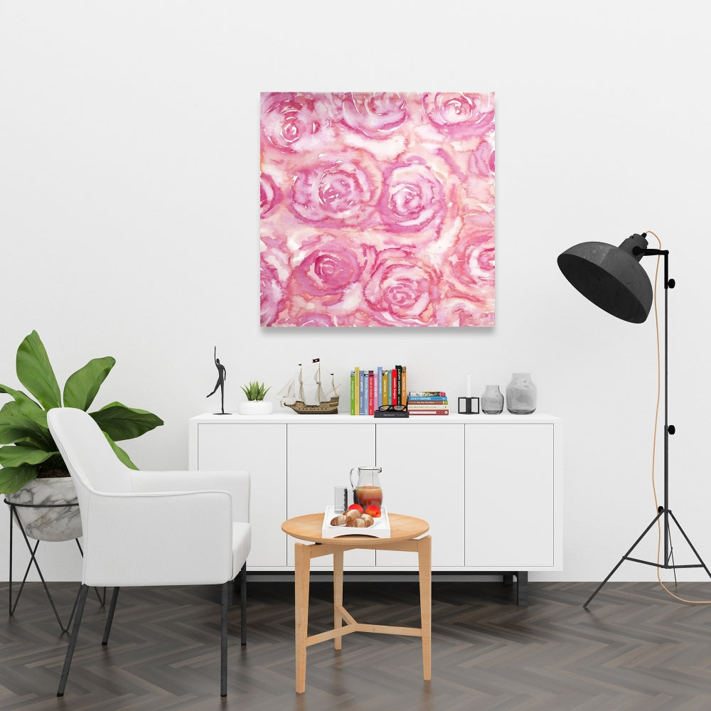 Toile botanique rose pour chambre à coucher | Bouquet de roses à l'aquarelle