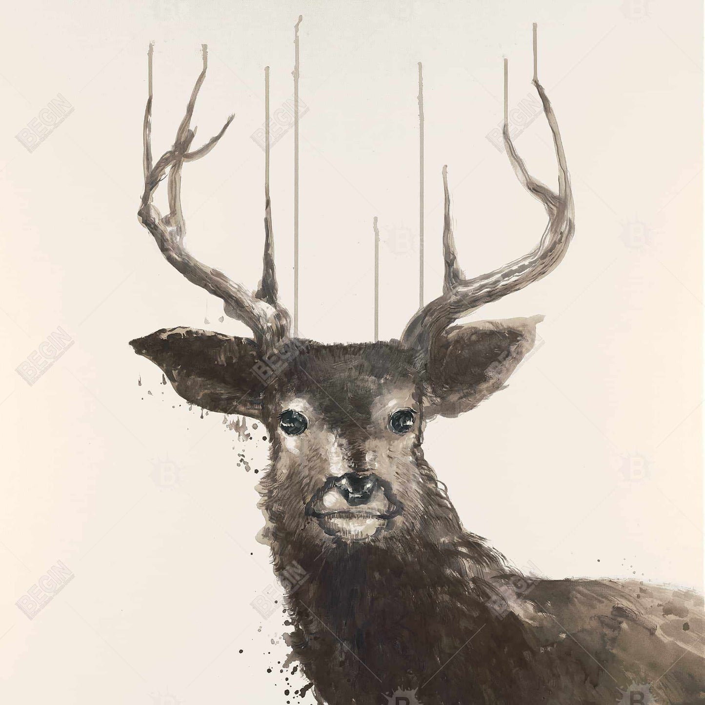 Toile abstraite « Cerf » | Décoration murale pour chambre à coucher | Décoration d'intérieur
