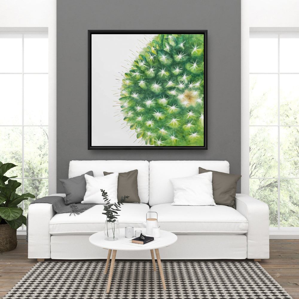 Toile encadrée aquarelle mini cactus vert - Décoration de chambre