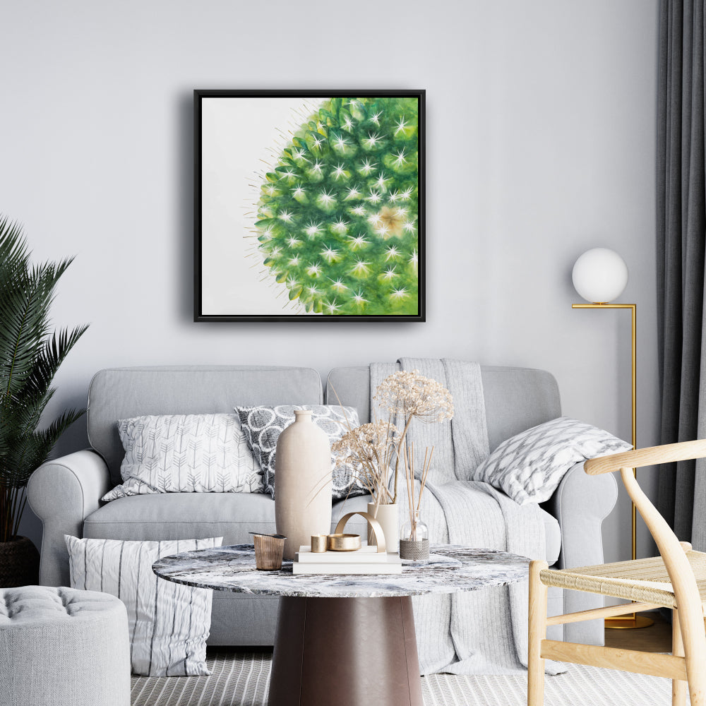 Toile encadrée aquarelle mini cactus vert - Décoration de chambre