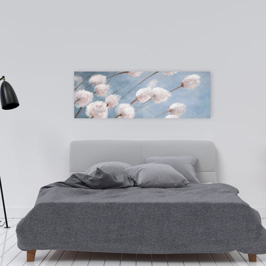 Delicate Cotton Flowers Botanical Bathroom Canvas | Home Decor