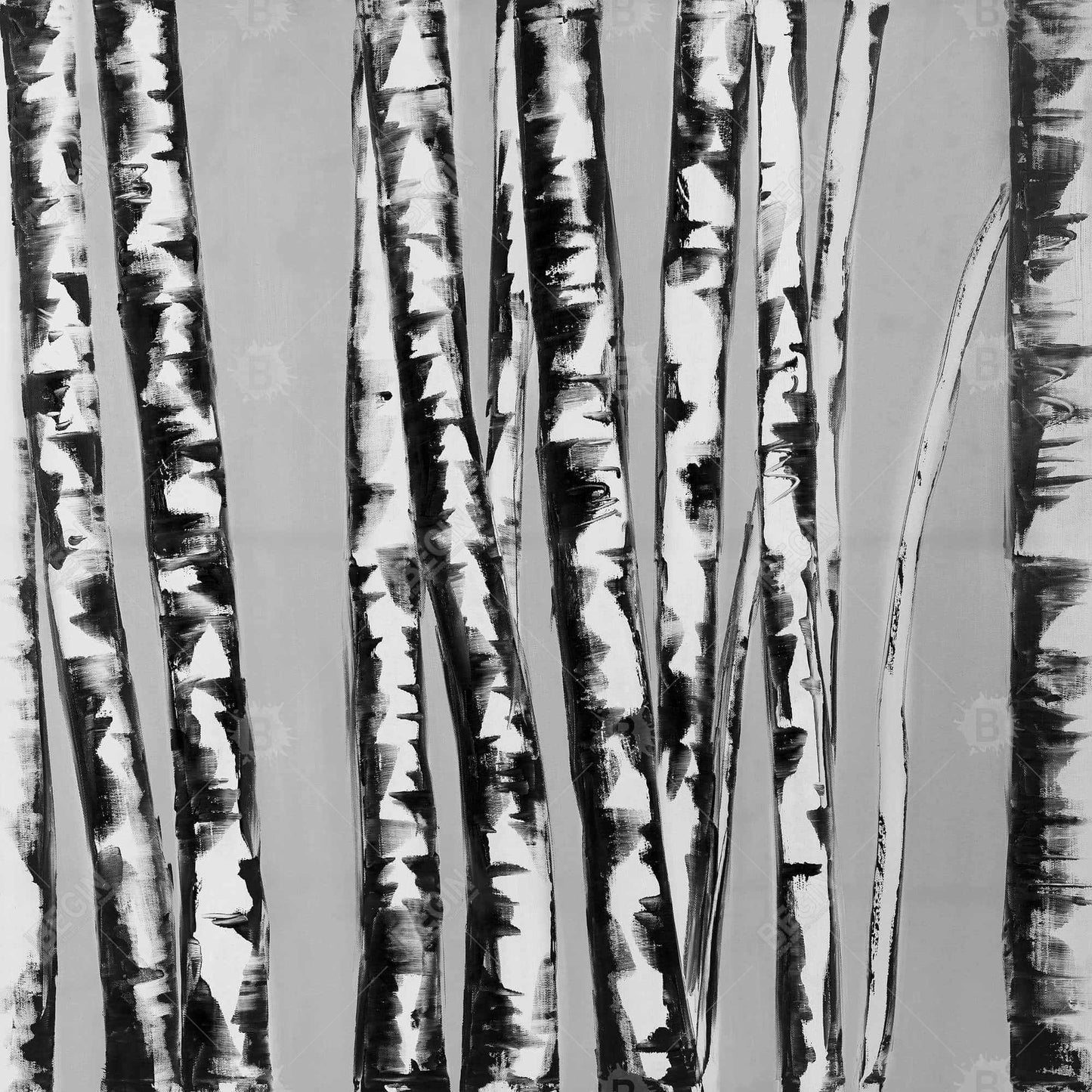 Toile « Bouleaux entrecroisés » – Décoration paysagère contemporaine