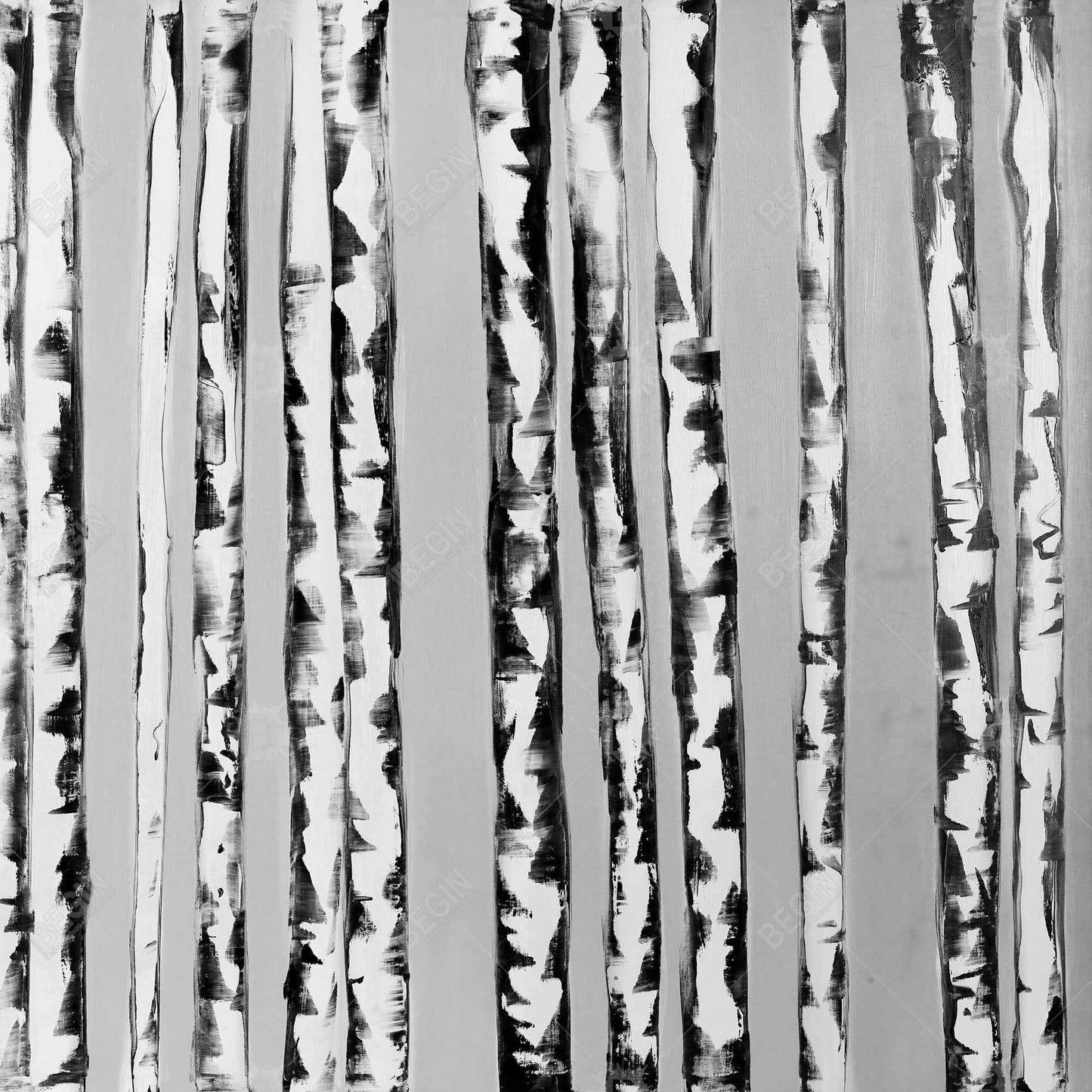 Toile Arbres gris | Décoration d'intérieur bouleaux noir et blanc