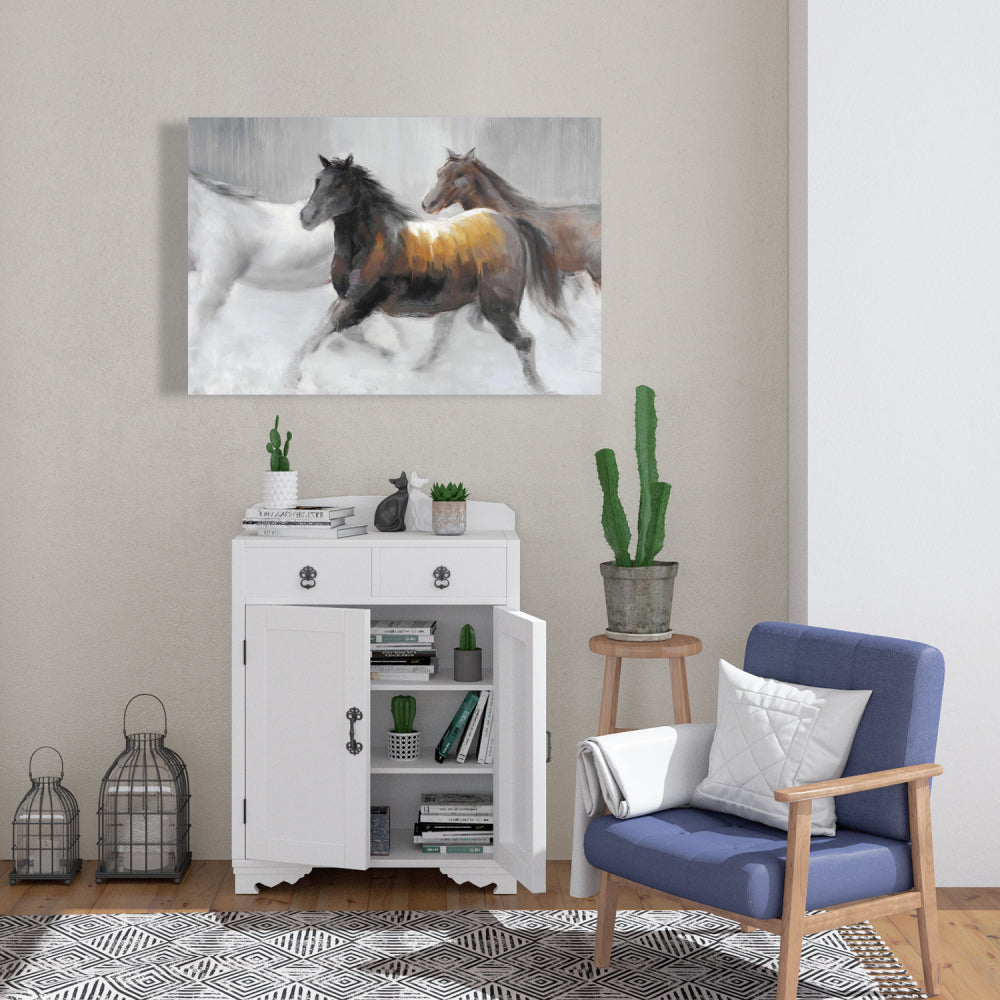 Herd of Wild Horses Canvas Art | Farm Animals Home Decor