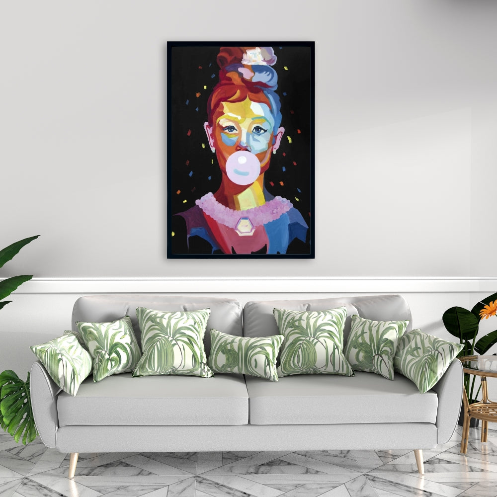 Colorful Audrey Hepburn Bubblegum Canvas - Bedroom Wall Art