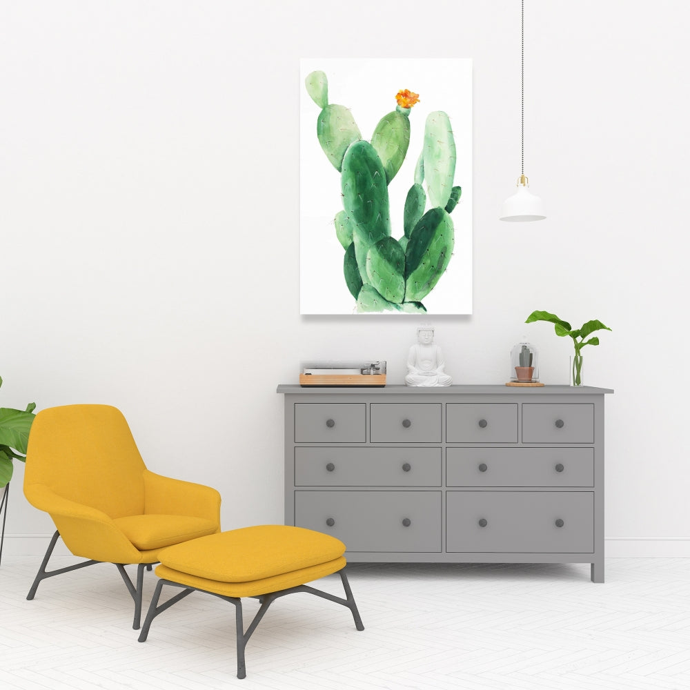 Watercolor Paddle Cactus Canvas | Botanical Bedroom Decor