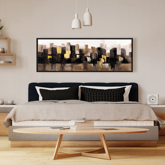 Paysage urbain abstrait aux tons terreux | Toile encadrée Villes brunes