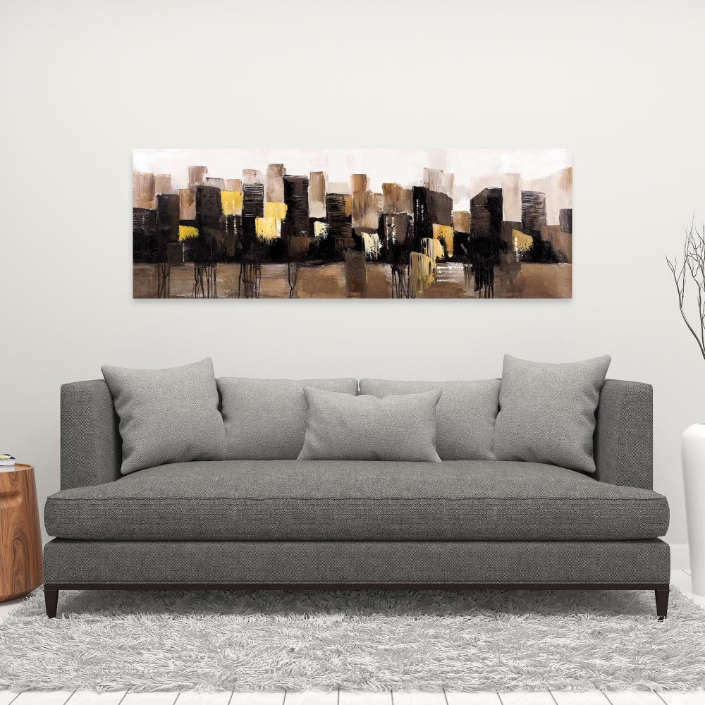 Earthy Tones Abstract Cityscape Canvas - Brown Bedroom Decor