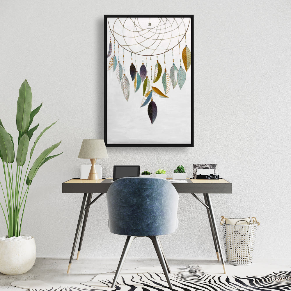 Dreamcatcher with Feathers - Bohemian Framed Canvas Decor