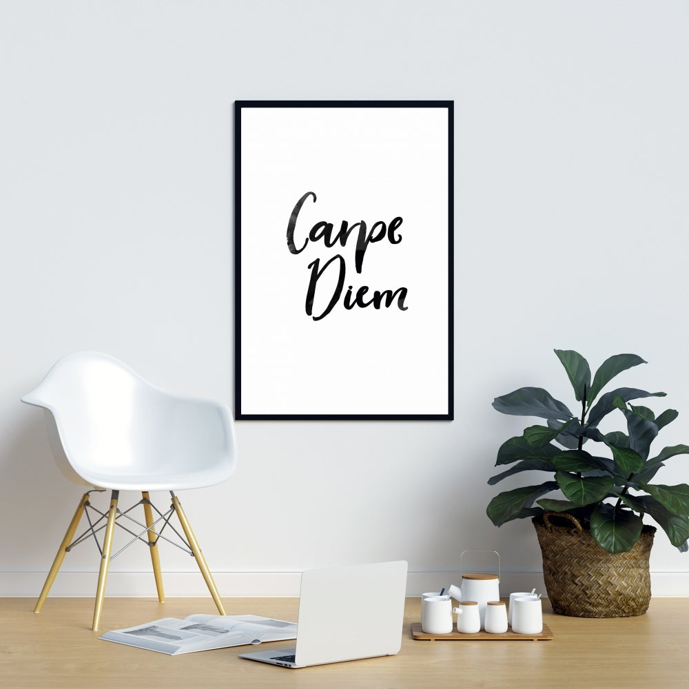 Toile encadrée avec citation minimaliste « Carpe Diem » – Décoration motivante