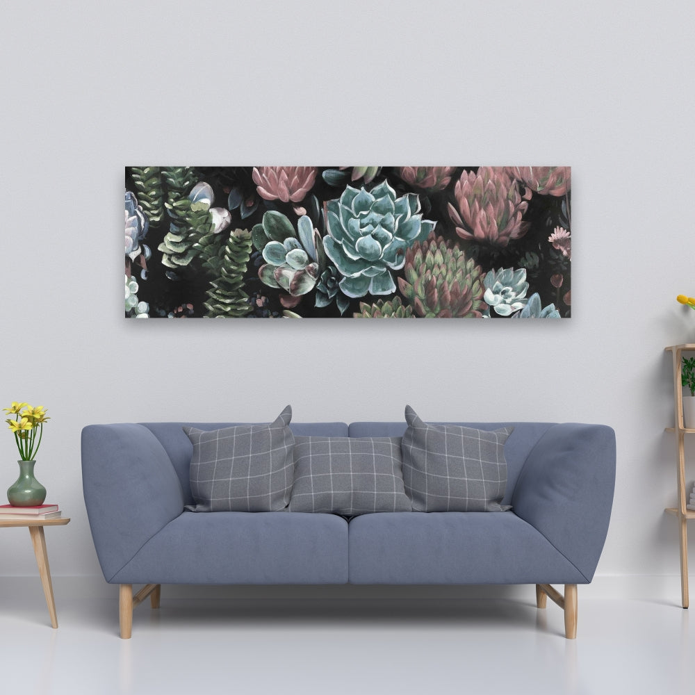 Ensemble de succulentes botaniques en toile rose - Décoration de chambre à coucher