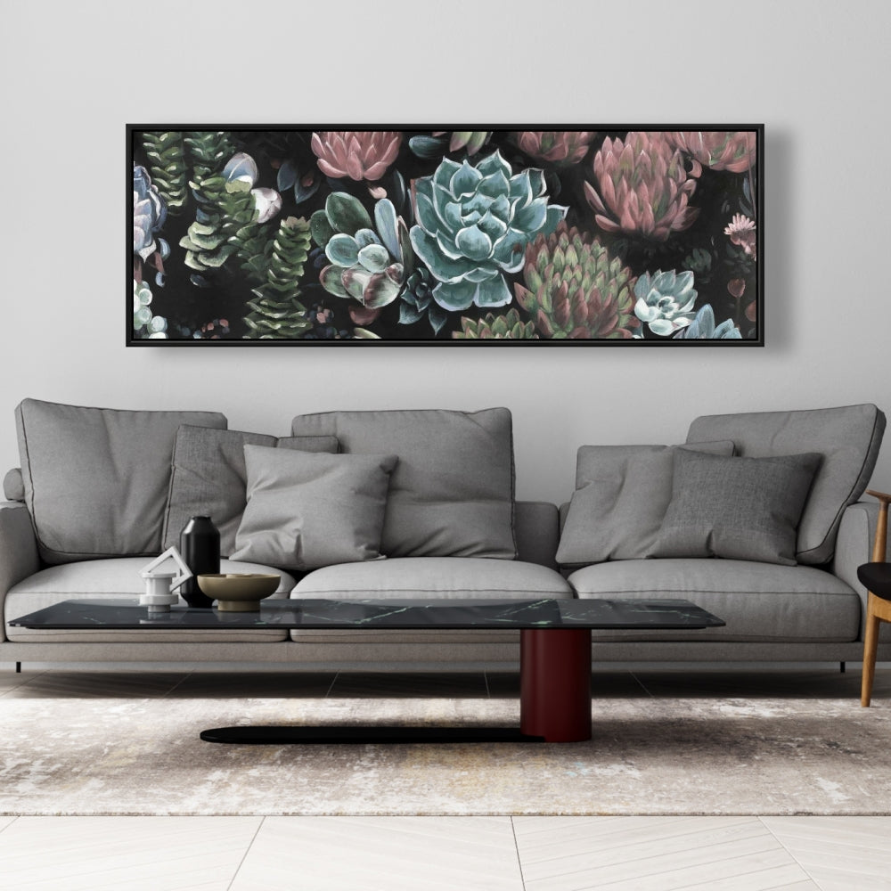 Ensemble de succulentes exotiques sur toile | Décoration de chambre encadrée rose