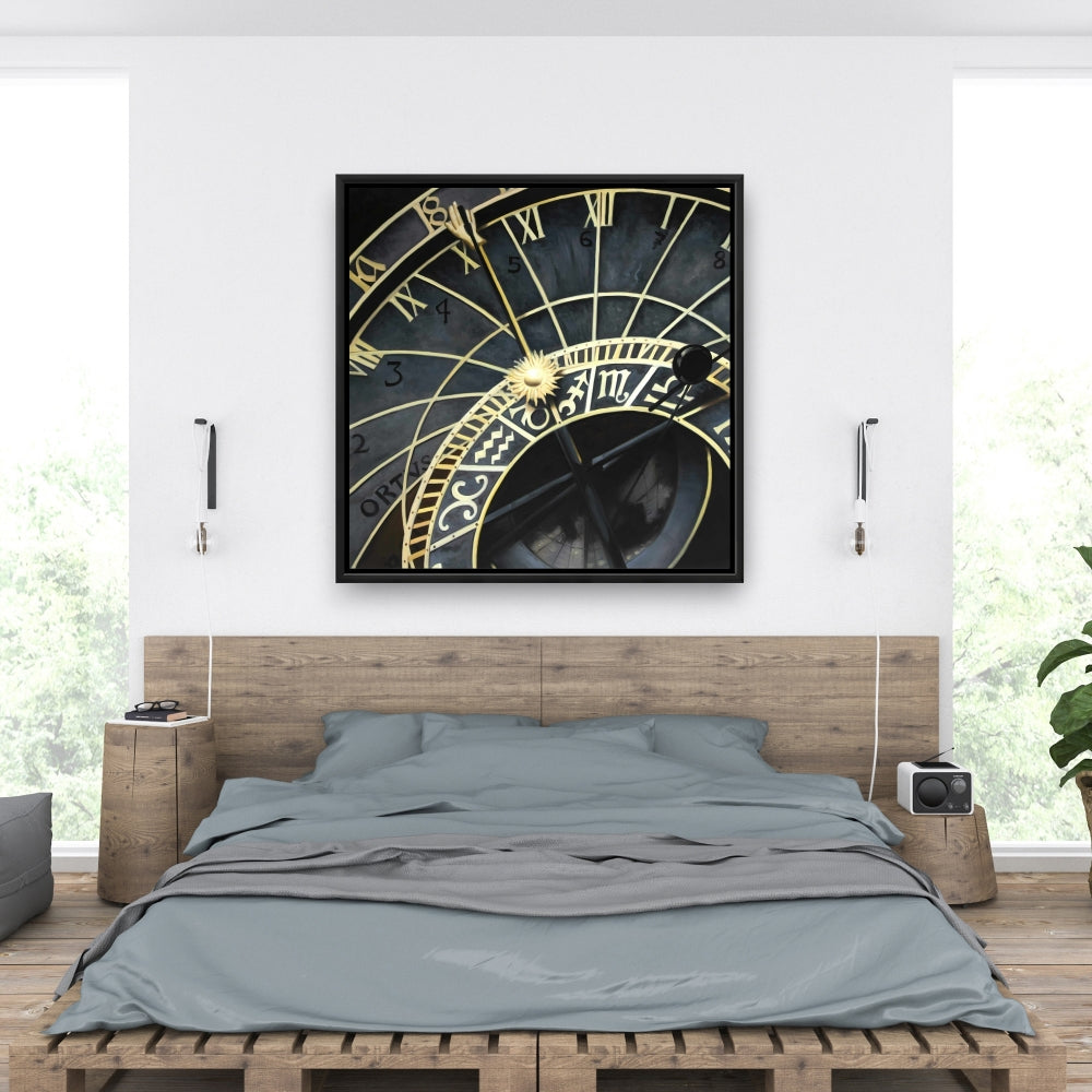 Horloge astrologique sur toile encadrée | Décoration d'intérieur astronomique