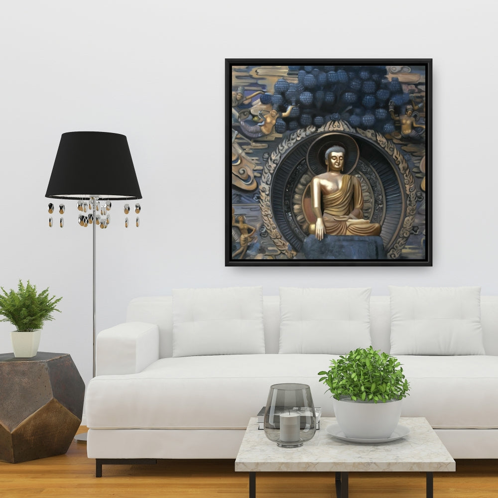 Toile encadrée bleue – Grand Bouddha à Lingshan pour la décoration intérieure