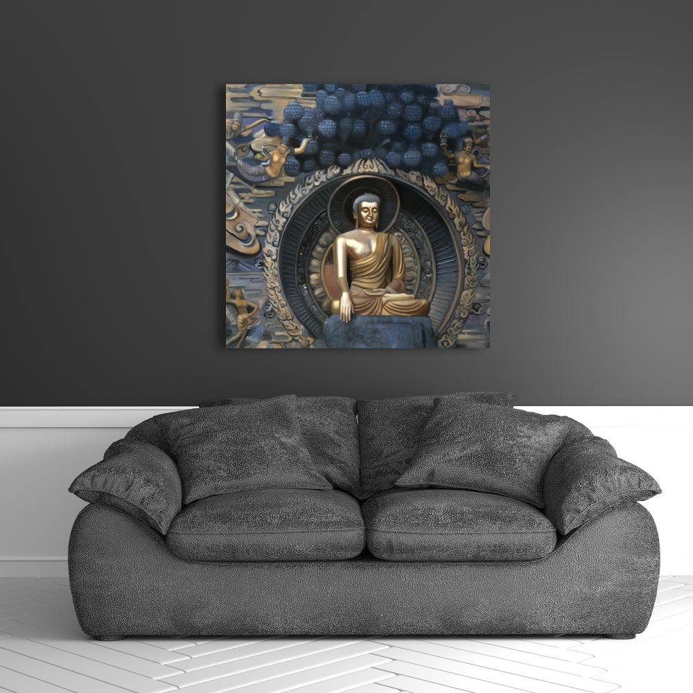 Toile du Grand Bouddha Lingshan | Décoration spirituelle pour salon