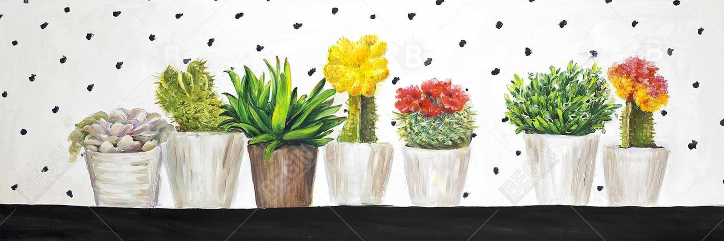 Toile encadrée Petits cactus et plantes succulentes - Décoration d'intérieur exotique